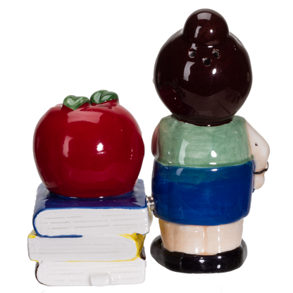 Apple Teacher Apple Book Ceramic Salt and Pepper Shakers Set