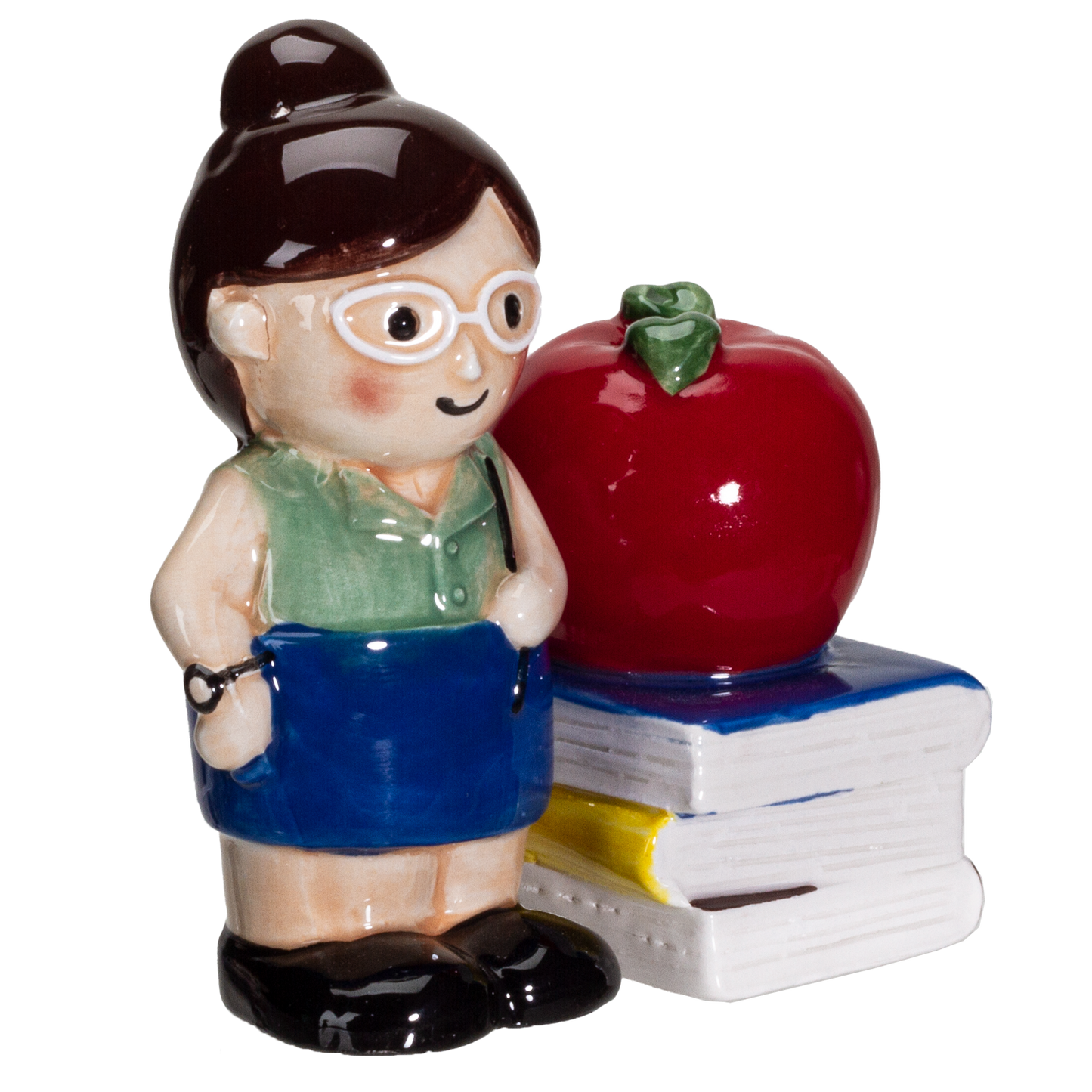 Apple Teacher Apple Book Ceramic Salt and Pepper Shakers Set