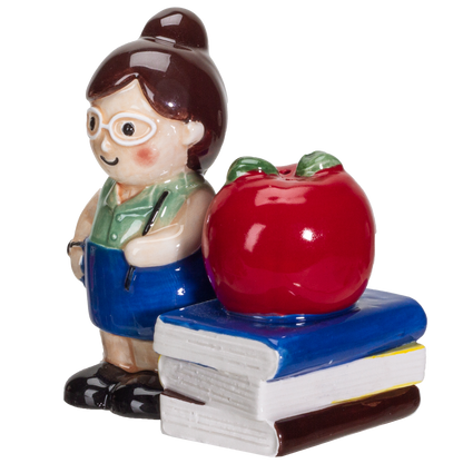 Apple Teacher Apple Book Ceramic Salt and Pepper Shakers Set