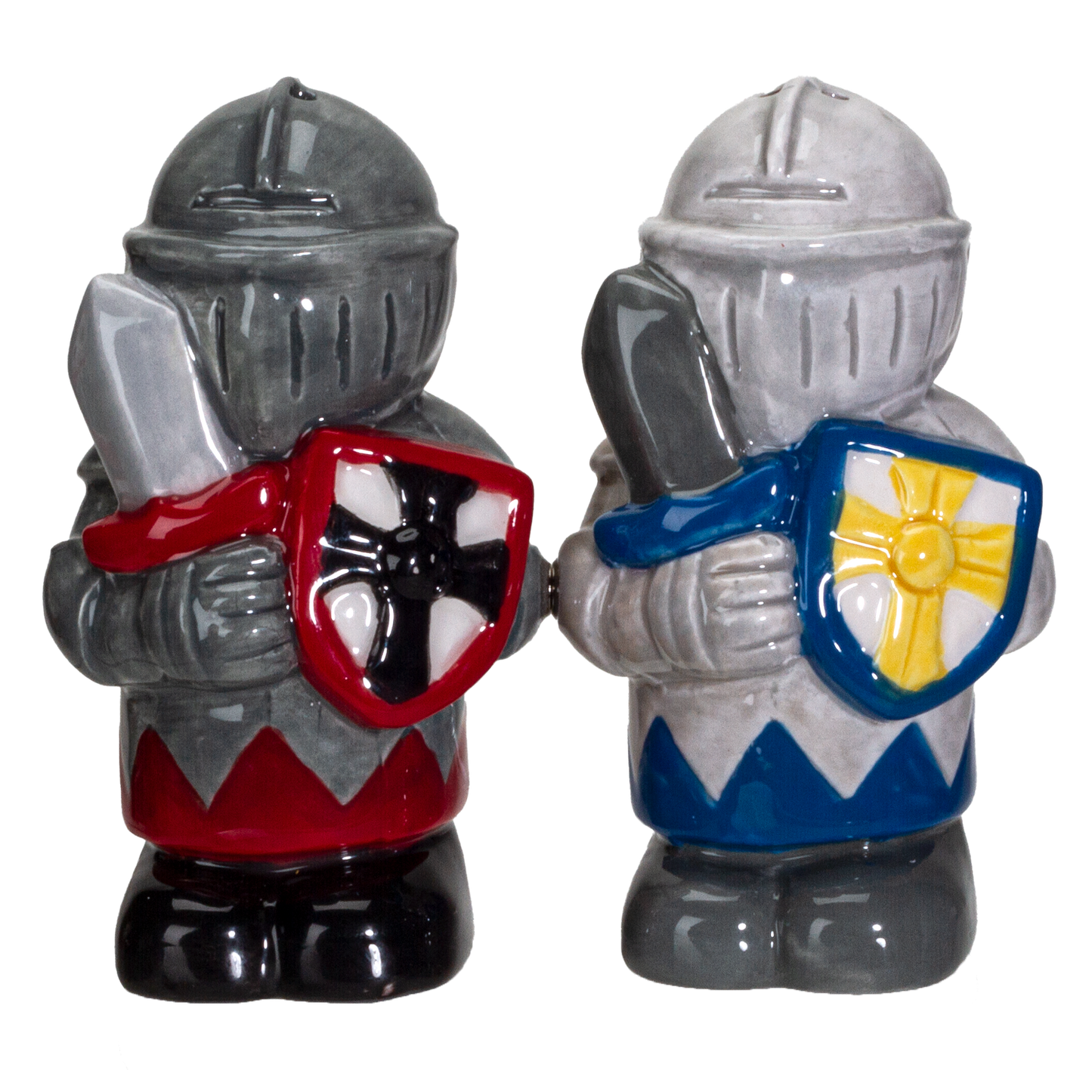 White And Black Knights Ceramic Salt and Pepper Shakers Set