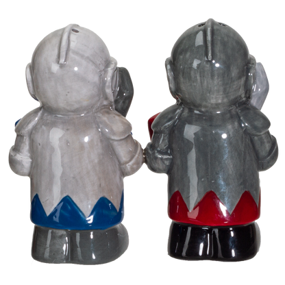 White And Black Knights Ceramic Salt and Pepper Shakers Set