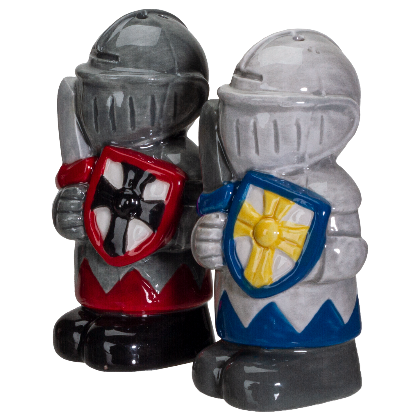 White And Black Knights Ceramic Salt and Pepper Shakers Set