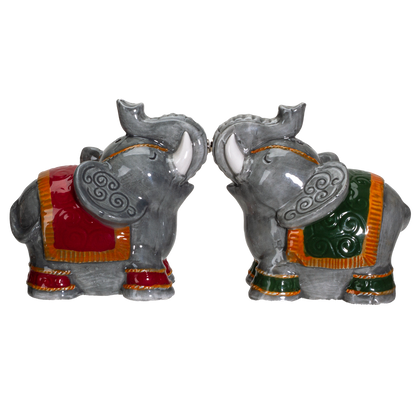 Raja Elephants Ceramic Salt and Pepper Shakers Set