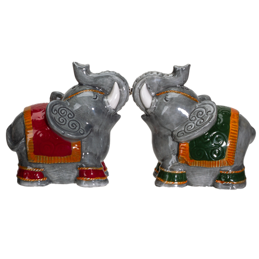 Raja Elephants Ceramic Salt and Pepper Shakers Set