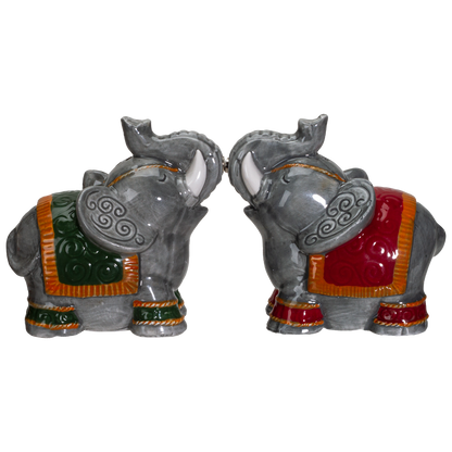 Raja Elephants Ceramic Salt and Pepper Shakers Set