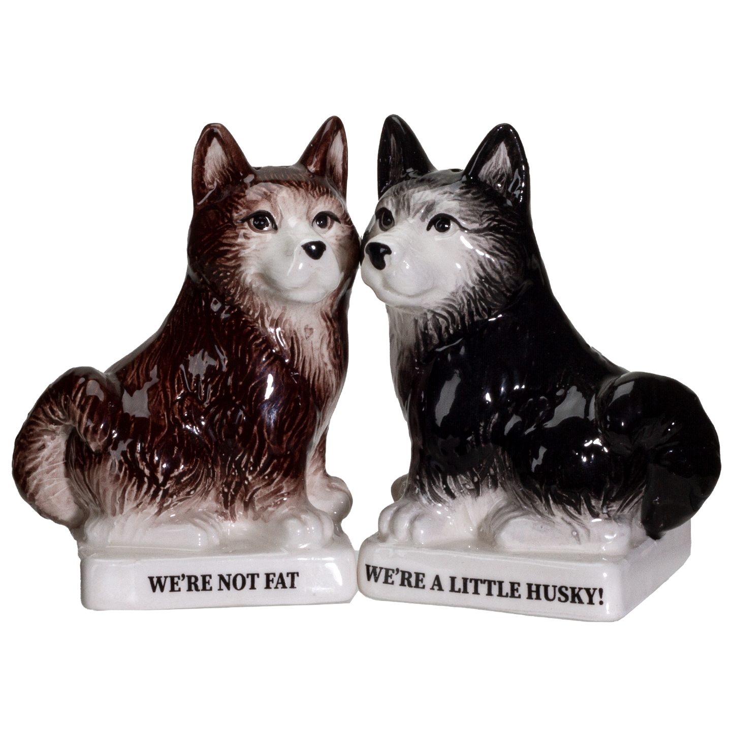 We're Not Fat Huskies Ceramic Salt and Pepper Shakers Set