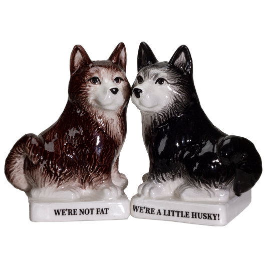 We're Not Fat Huskies Ceramic Salt and Pepper Shakers Set