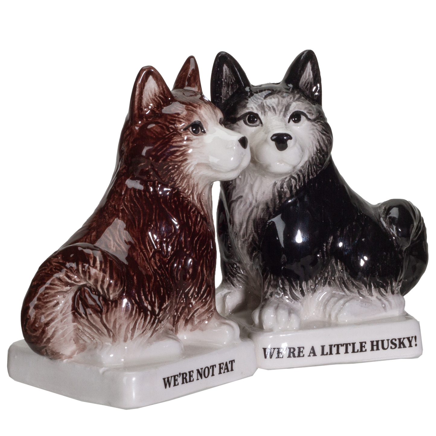 We're Not Fat Huskies Ceramic Salt and Pepper Shakers Set