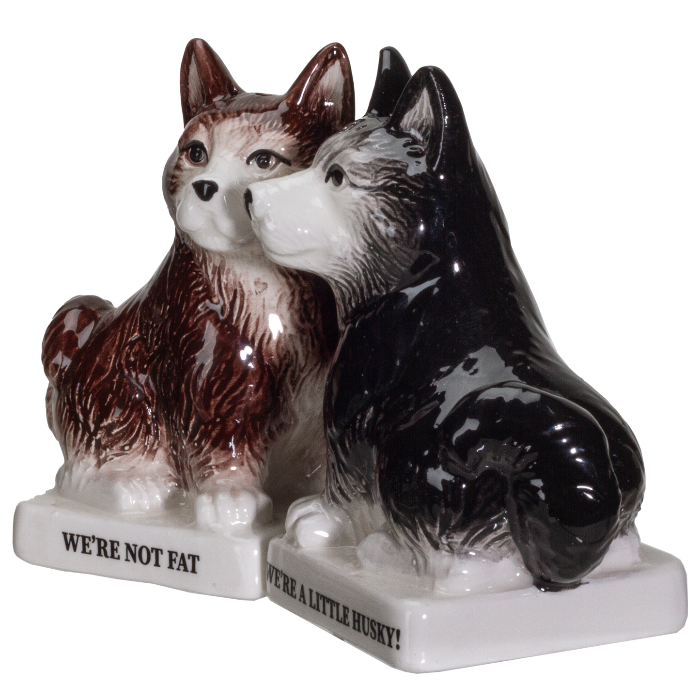 We're Not Fat Huskies Ceramic Salt and Pepper Shakers Set