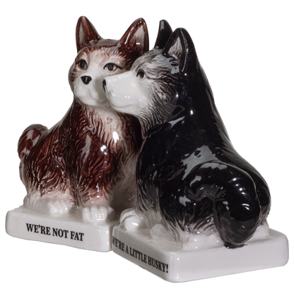 We're Not Fat Huskies Ceramic Salt and Pepper Shakers Set