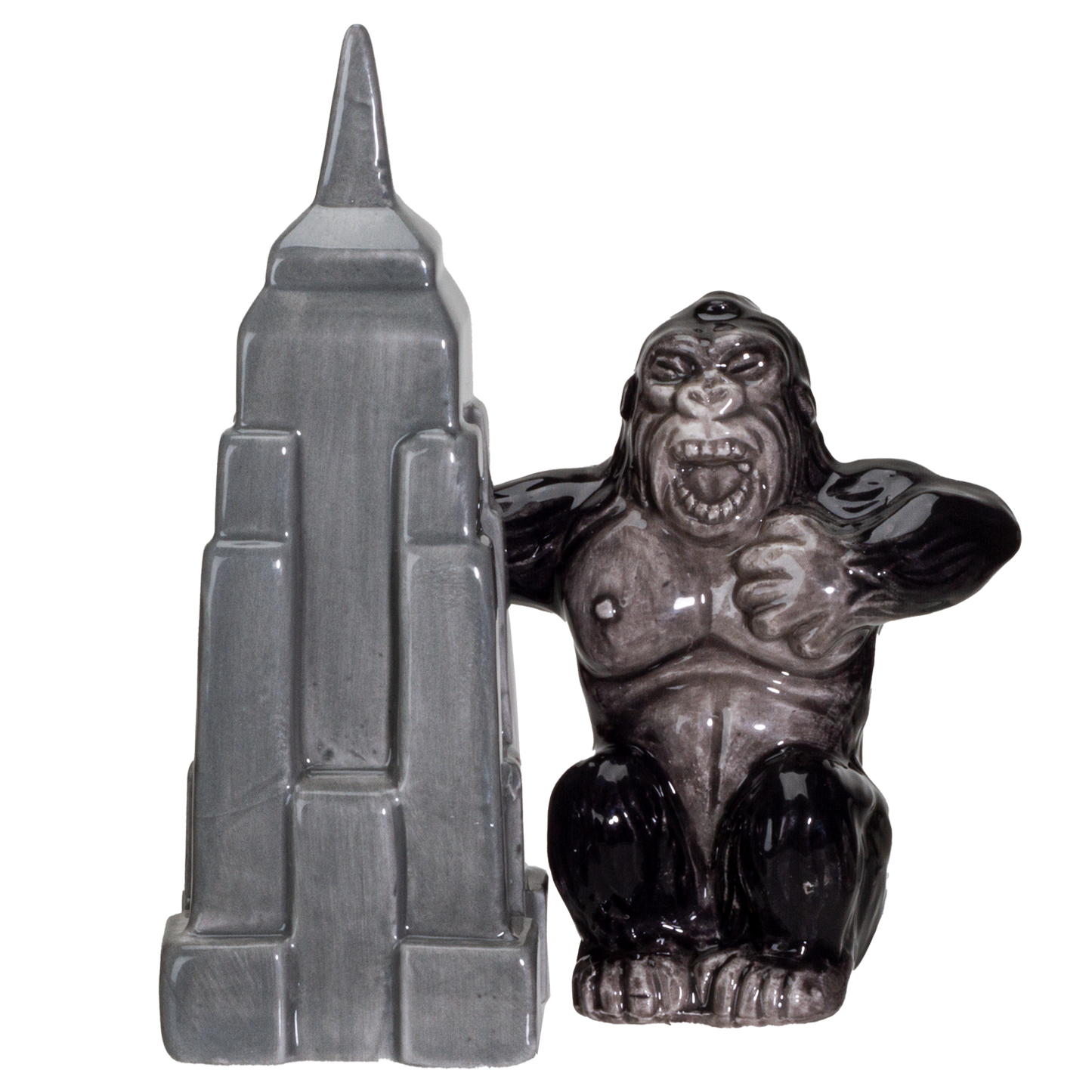 NY Empire State Building with Giant King Kong Monster Ceramic Salt and Pepper Shakers Set