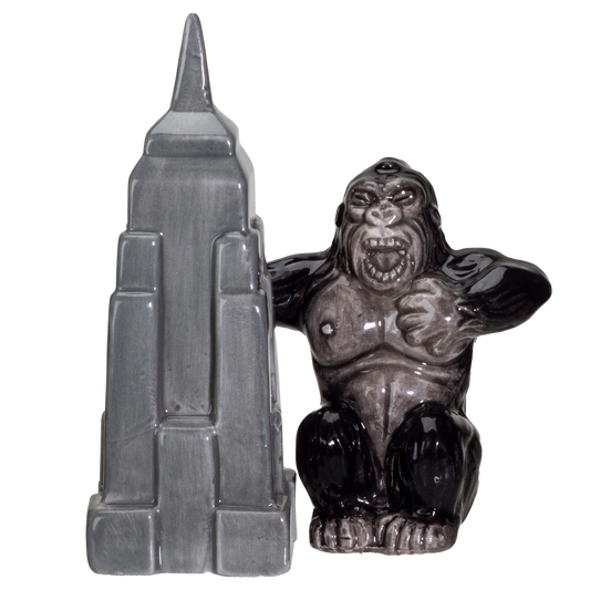 NY Empire State Building with Giant King Kong Monster Ceramic Salt and Pepper Shakers Set