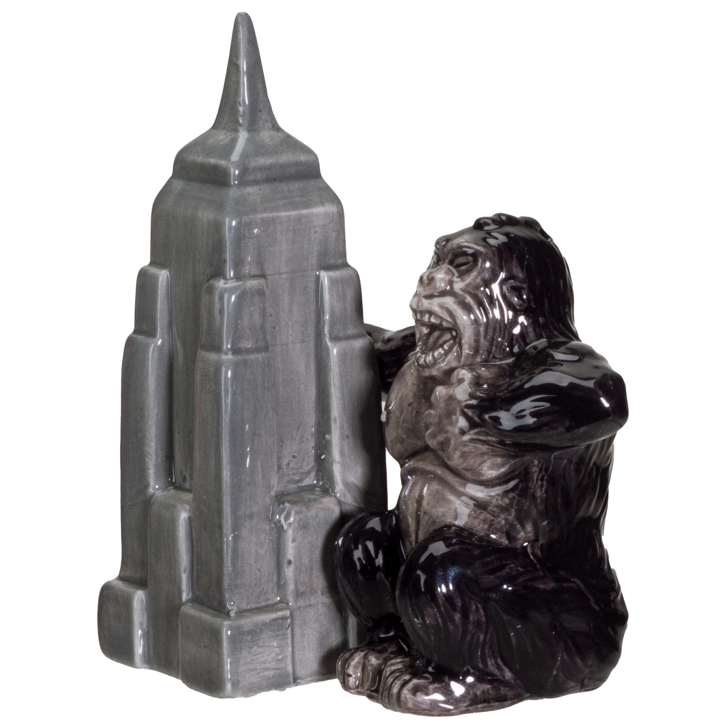 NY Empire State Building with Giant King Kong Monster Ceramic Salt and Pepper Shakers Set