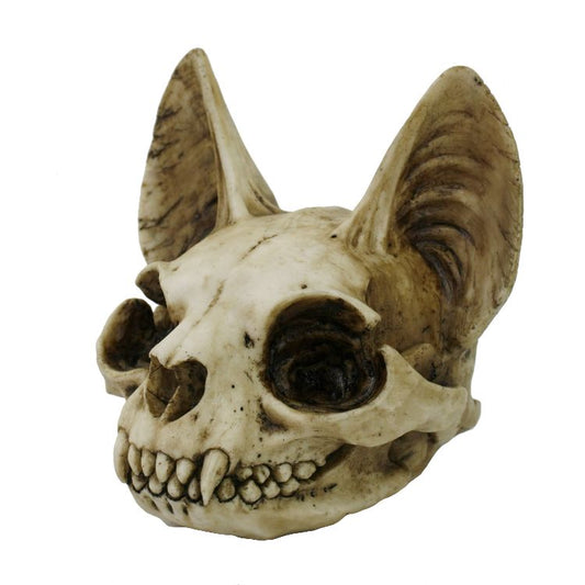 Ancient Egyptian Bastet Cat Skull with Pointy Ears Resin Collectible Home Decor