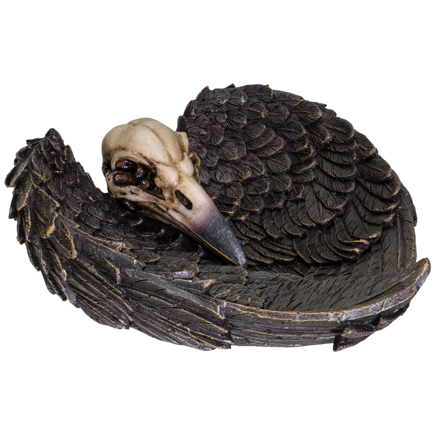 Undead Cross Winged Raven Skull Decorative Gothic Resin Dish