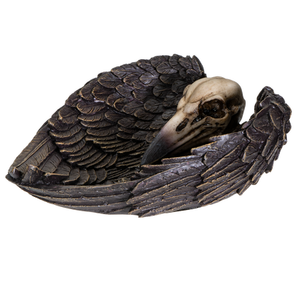 Undead Cross Winged Raven Skull Decorative Gothic Resin Dish