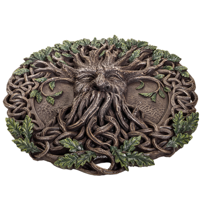 Oak Tree Greenman with Celtic Knots Circular Resin Wall Plaque Home Decor