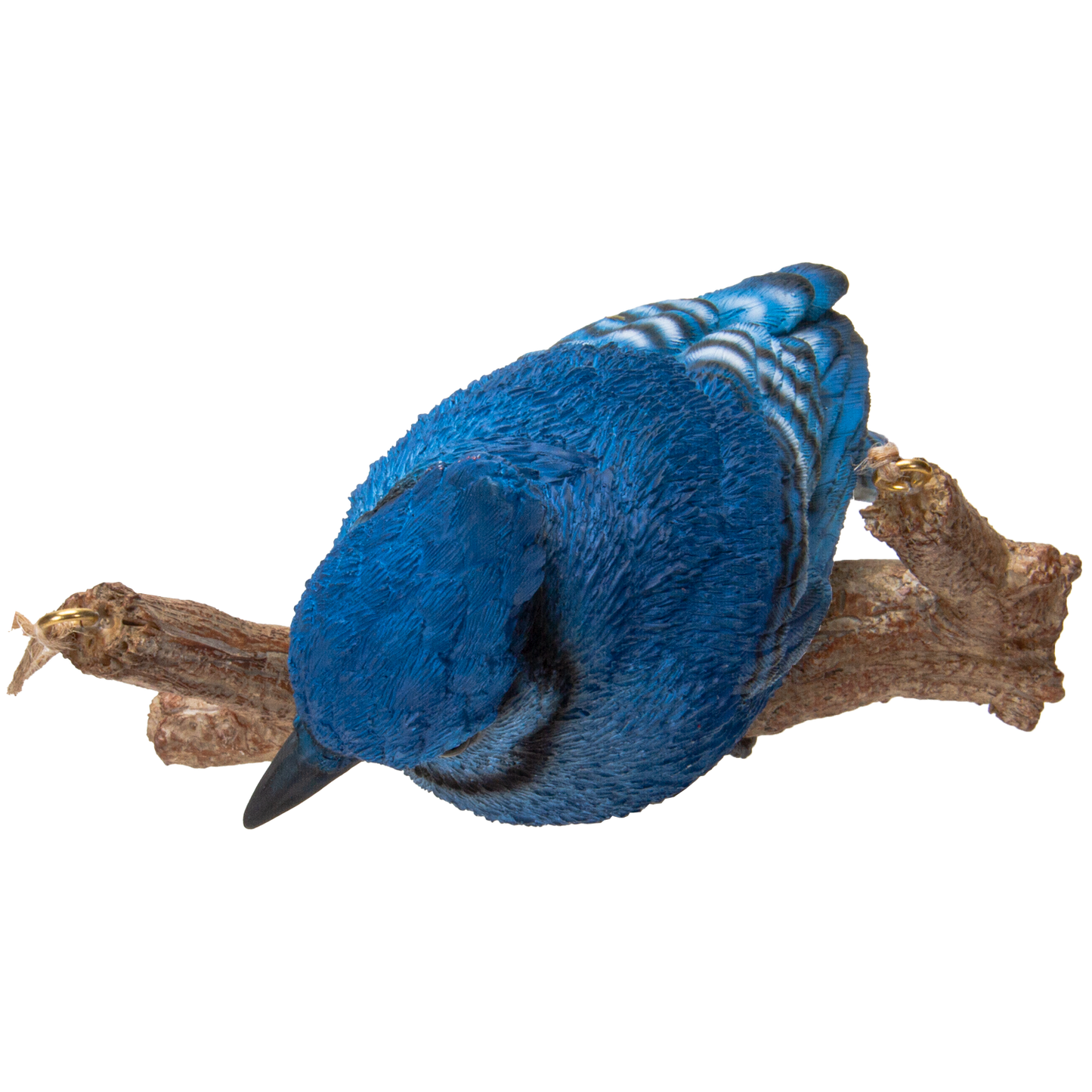 Hanging Blue Jay Bird Perching on Branch Resin Figurine Sculpture