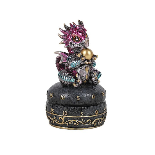 Fantasy Guardian Purple Dragon with Egg Mechanical Kitchen Timer Functional Decorative Figurine Statue