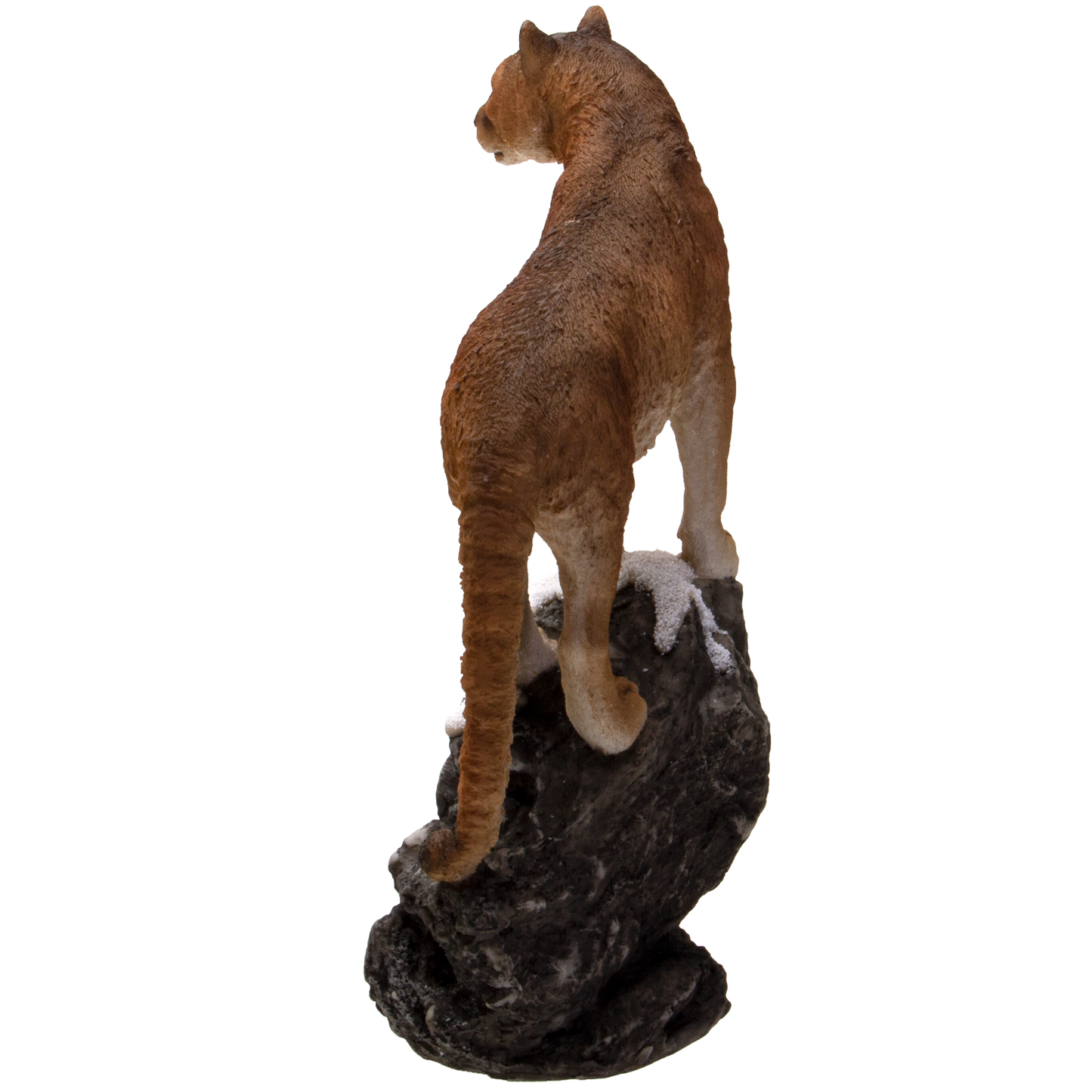 Realistic Big Cat Cougar on Rock Resin Figurine Statue