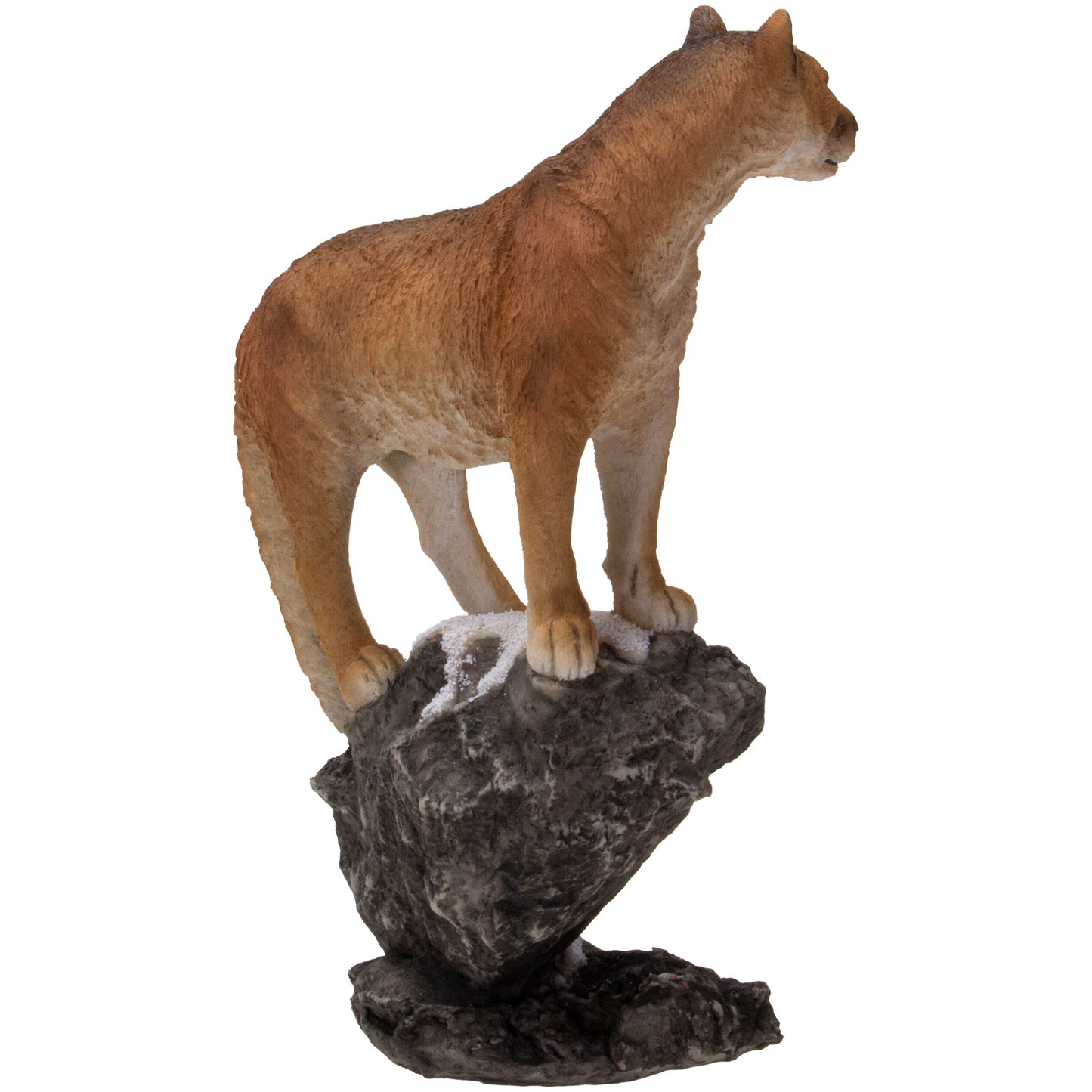 Realistic Big Cat Cougar on Rock Resin Figurine Statue