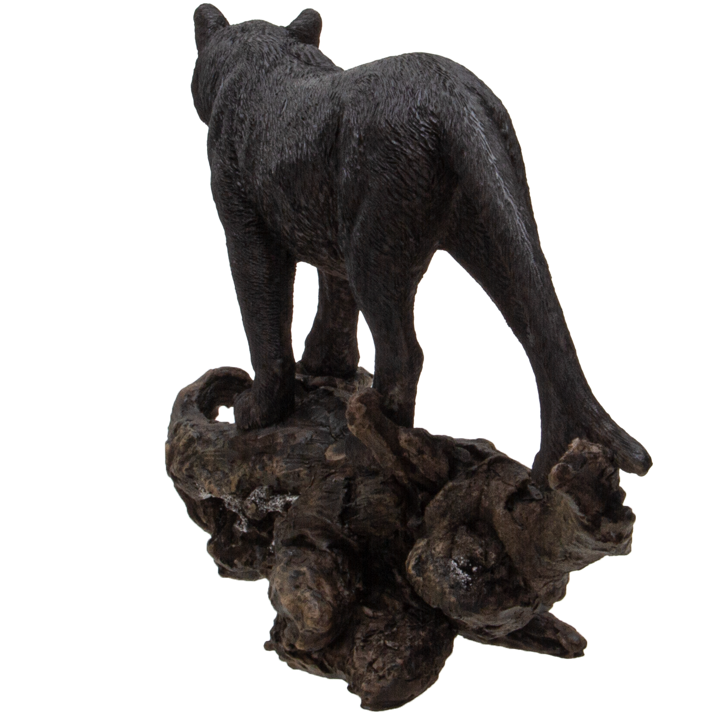 Realistic Black Cat Panther Perching on Tree Branch Decorative Resin Figurine Statue