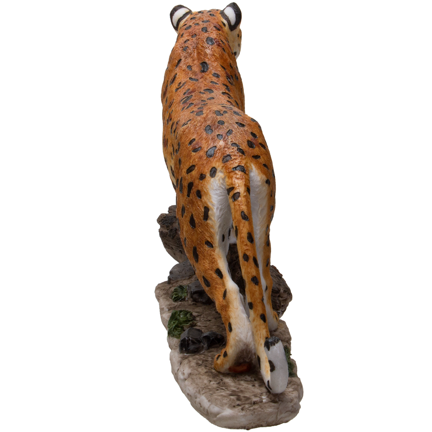 Realistic Big Cat Leopard Perching on Wood Resin Figurine Statue