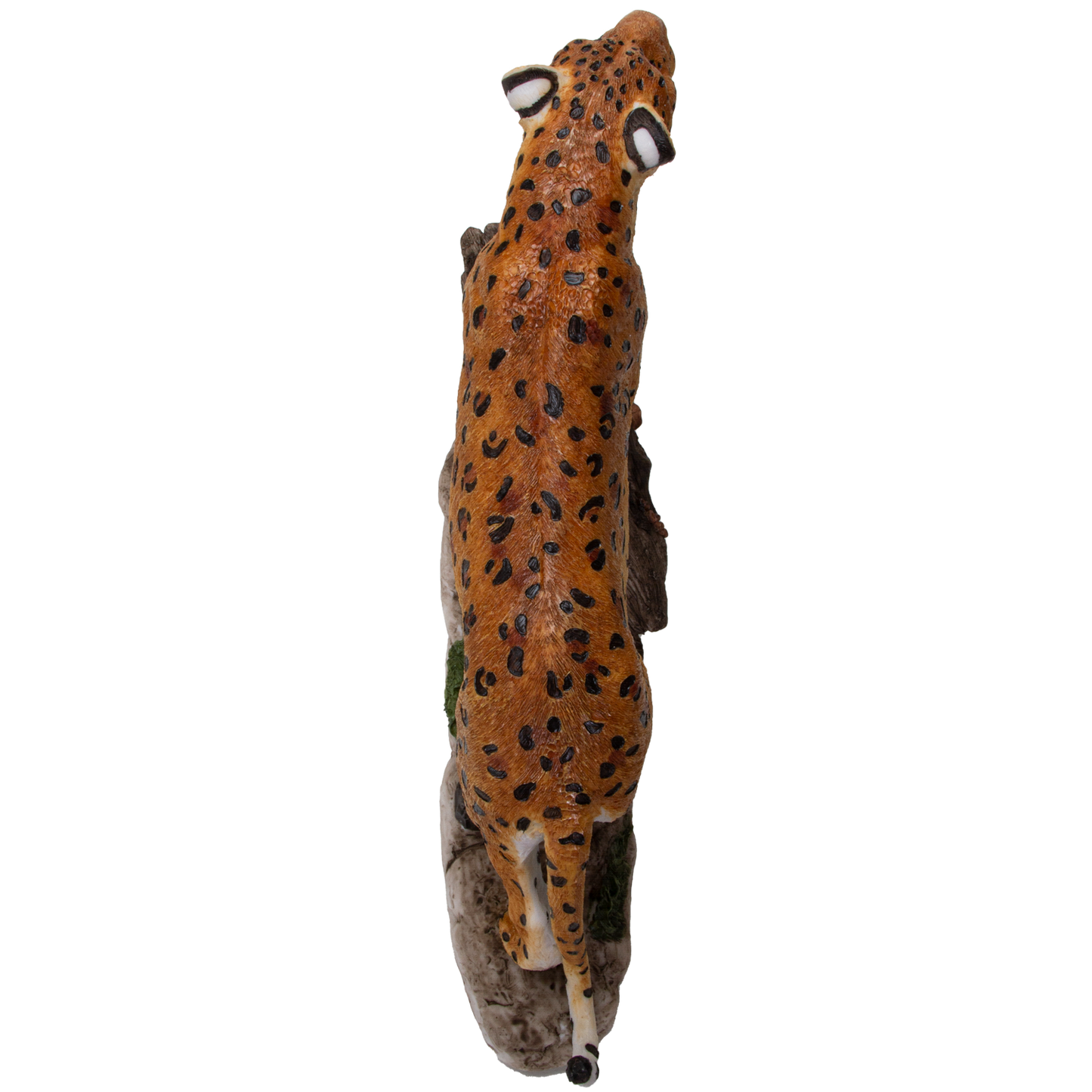 Realistic Big Cat Leopard Perching on Wood Resin Figurine Statue