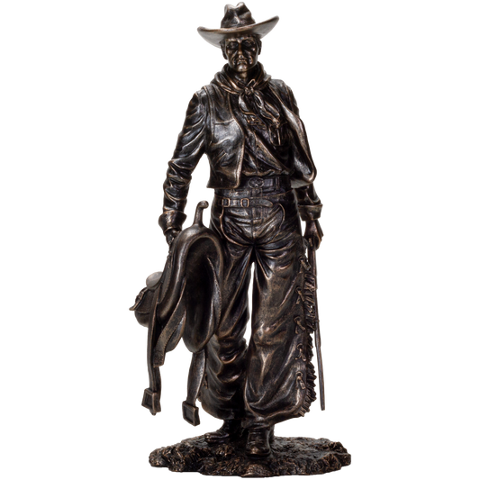 American Cowboy with Gun and Saddle Resin Figurine Home Decor Collectible