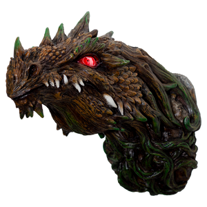 Fantasy World Tree Dragon Head Figurine with LED eyes Wall Plaque