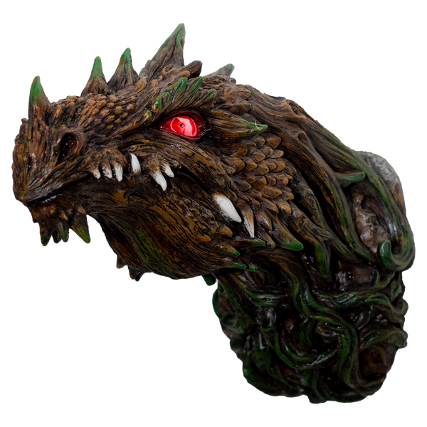 Fantasy World Tree Dragon Head Figurine with LED eyes Wall Plaque