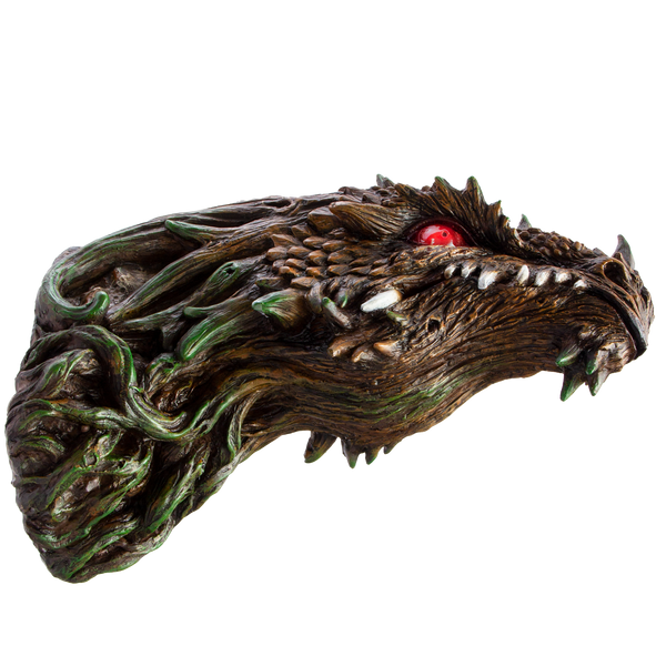 Fantasy World Tree Dragon Head Figurine with LED eyes Wall Plaque