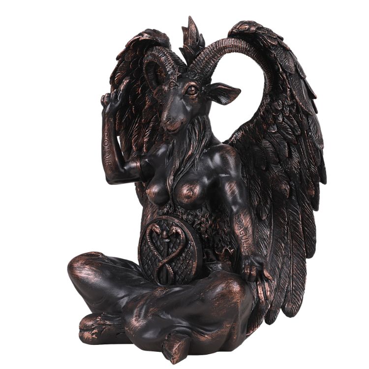 Large Seated Baphomet Lucifer Satanic Demon Goat of Mendes Pagan Statue 16 inches