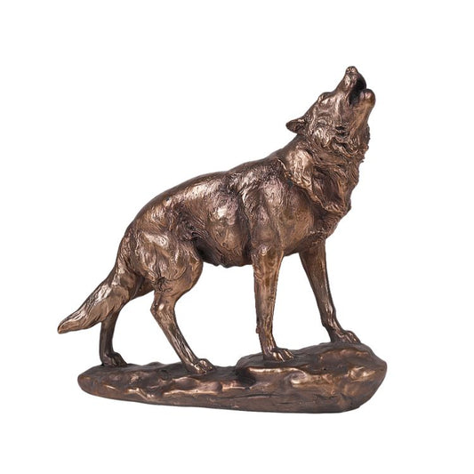 Animal World Howling Wolf Golden Finish Resin Figurine