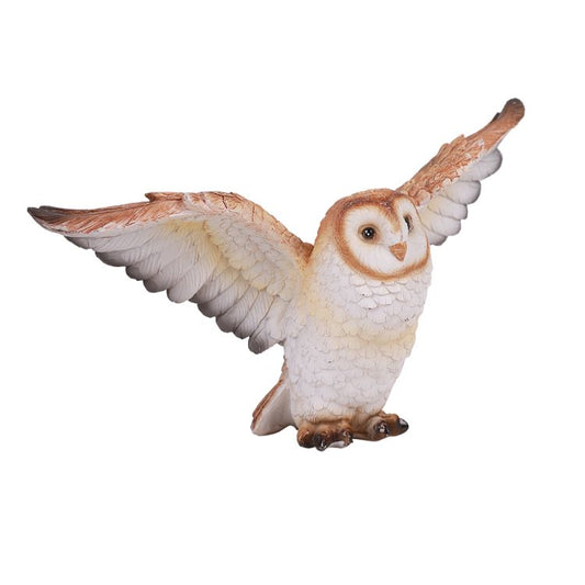 Animal World Flying Open Wing Barn Owl Resin Figurine