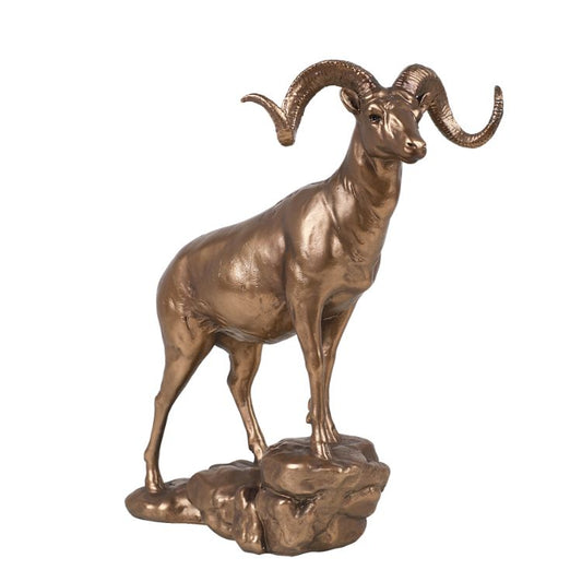 Bighorn Sheep Ovis Canadensis Golden Finish Resin Figurine