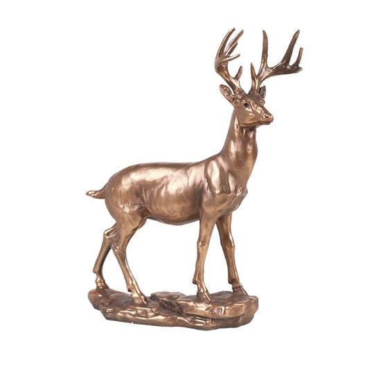 Animal World Stag Buck Deer Golden Finish Resin Figurine