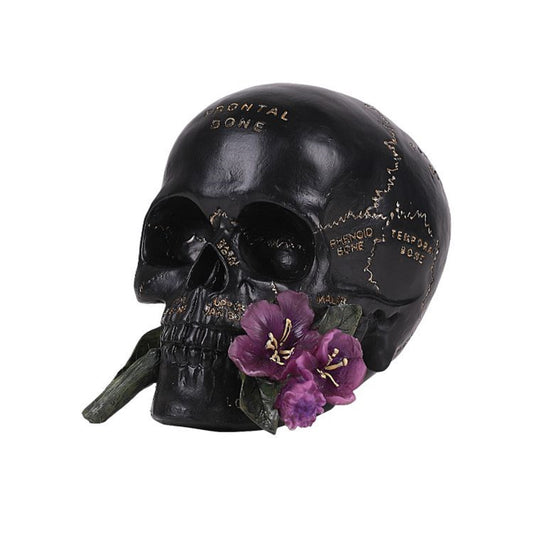 Skull with Flower Resin Figurine Home Decor