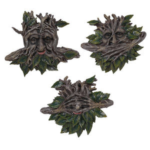 Greenman See, Hear, Speak No Evil Sculpture Wall Plaques Set of 3