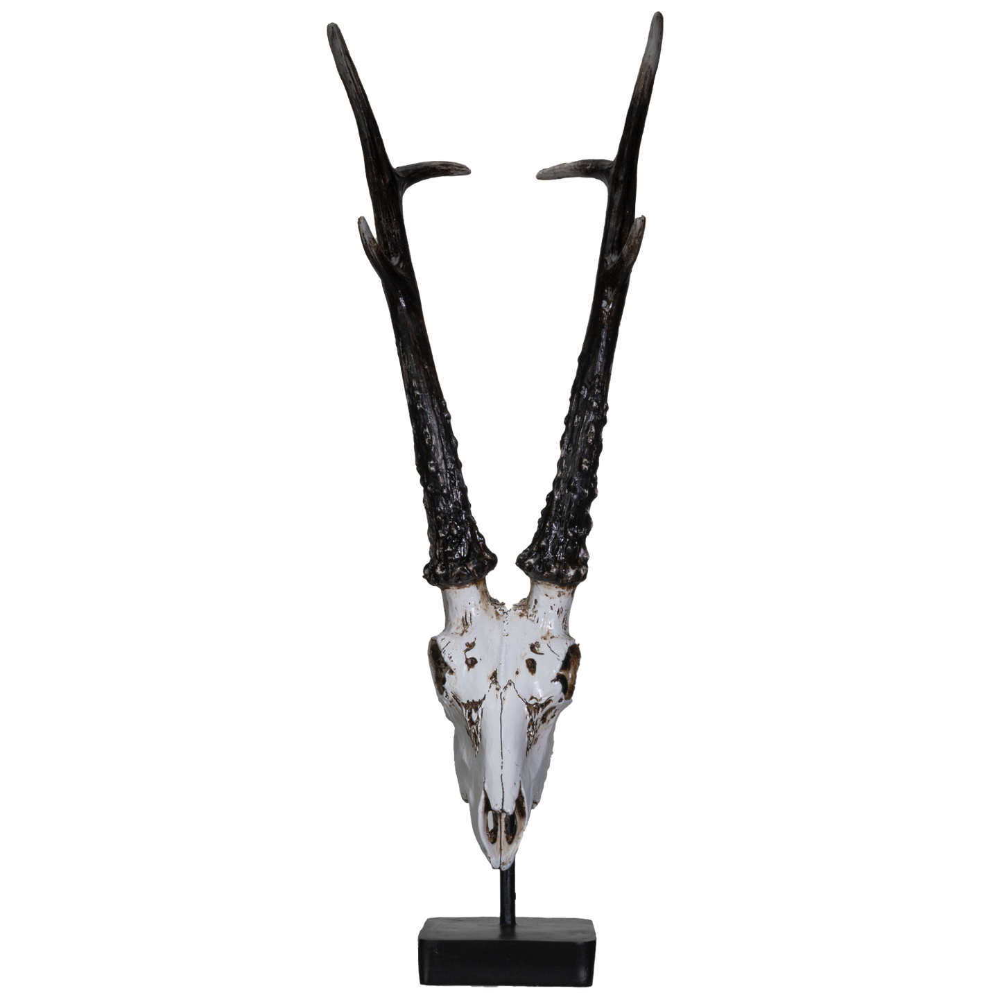 Polystone Antelope Skull with Antler Horns on Metal Stand Home Decorative Accent Faux Taxidermy Animal Trophy 19.75 in