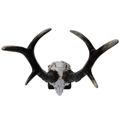 Polystone Antelope Skull with Antler Horns on Metal Stand Home Decorative Accent Faux Taxidermy Animal Trophy 19.75 in