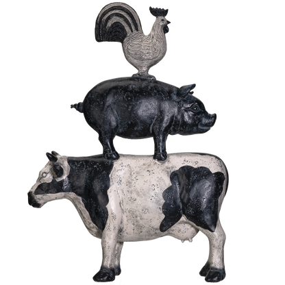 Pacific Giftware American Art Animal Farm Barnyard Stacked Animal Resin Figurine Statue (Cow/Pig/Chicken)