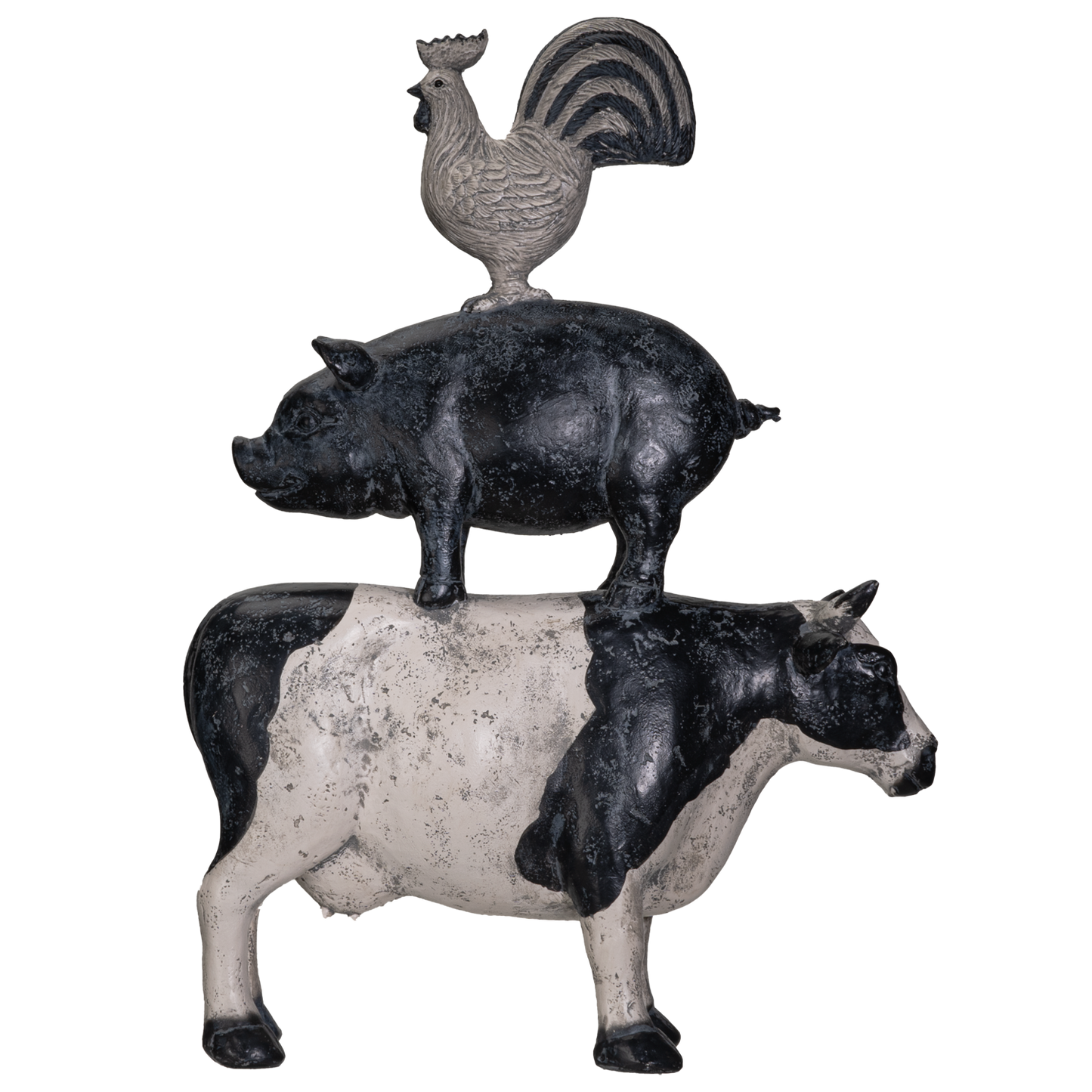 Pacific Giftware American Art Animal Farm Barnyard Stacked Animal Resin Figurine Statue (Cow/Pig/Chicken)