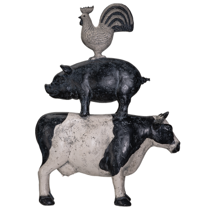 Pacific Giftware American Art Animal Farm Barnyard Stacked Animal Resin Figurine Statue (Cow/Pig/Chicken)