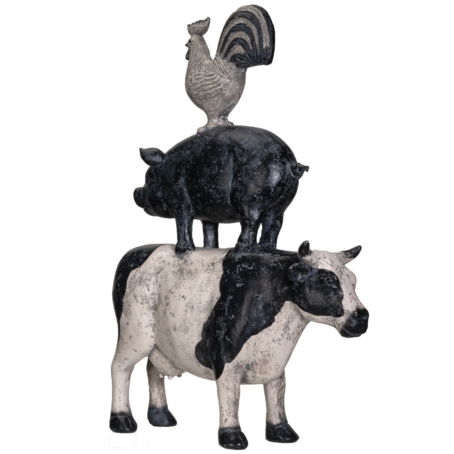 Pacific Giftware American Art Animal Farm Barnyard Stacked Animal Resin Figurine Statue (Cow/Pig/Chicken)