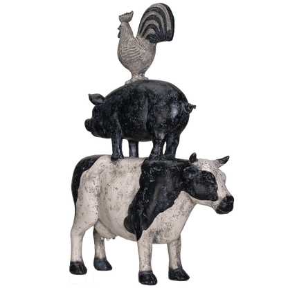 Pacific Giftware American Art Animal Farm Barnyard Stacked Animal Resin Figurine Statue (Cow/Pig/Chicken)