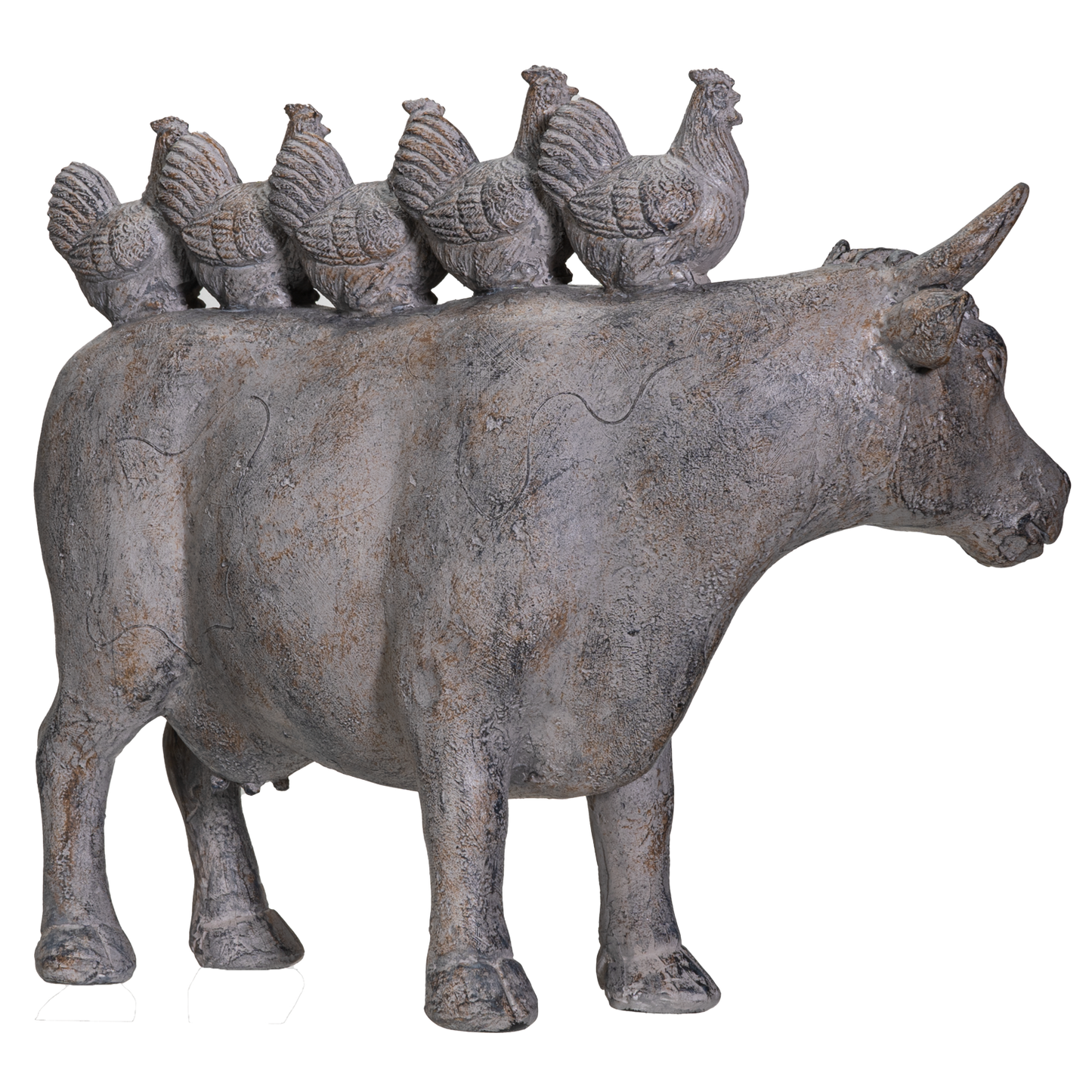 Rustic Decor Barnyard Designs Stacked Chickens on Cattle Cow Figurine 13.5 inches Dining Room Farmhouse Decor