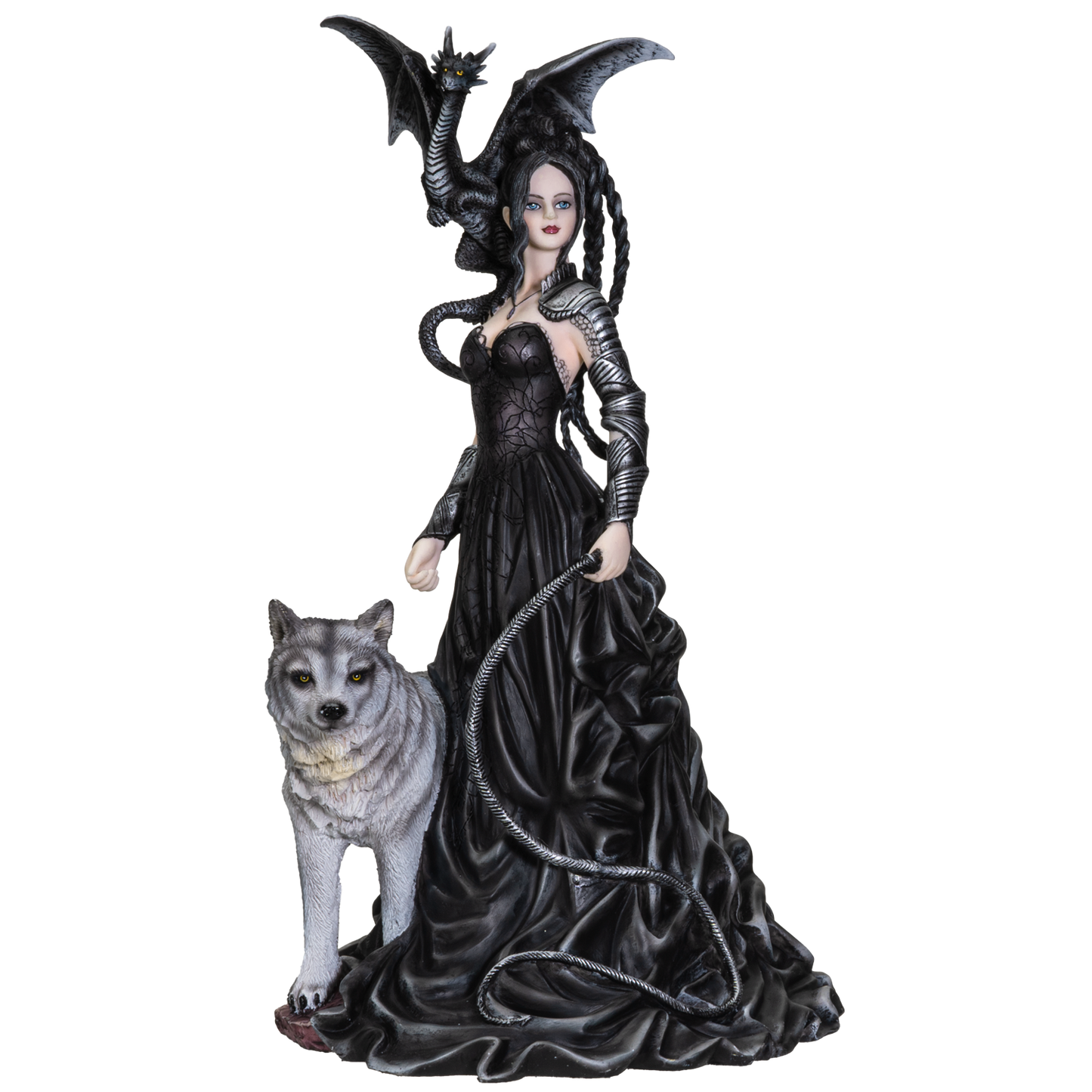 Nene Thomas Collection Bella Maestra with Wolf and Winged Dragon Resin Figurine Statue