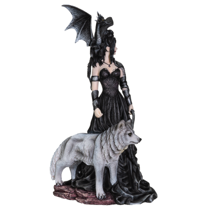 Nene Thomas Collection Bella Maestra with Wolf and Winged Dragon Resin Figurine Statue