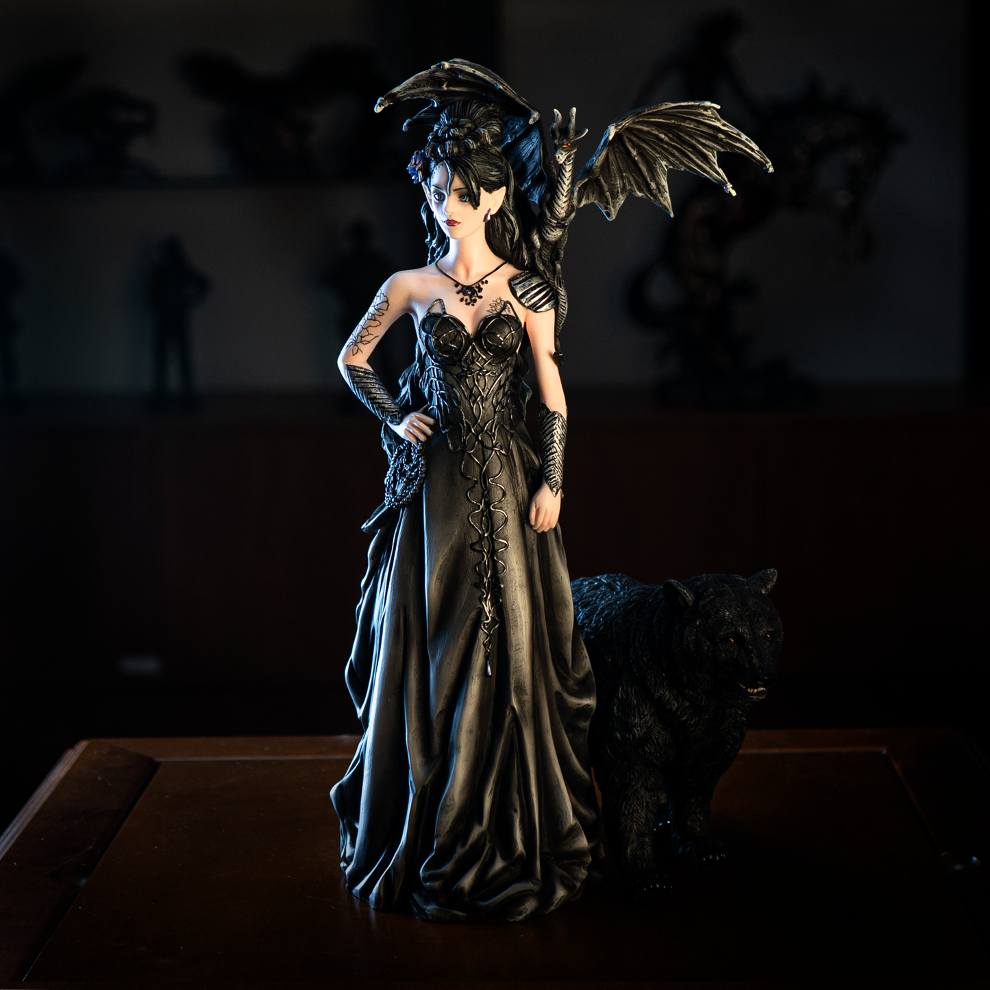 Nene Thomas Collection Mistress of Lycani with Winged Dragon and Bear Resin Figurine Statue